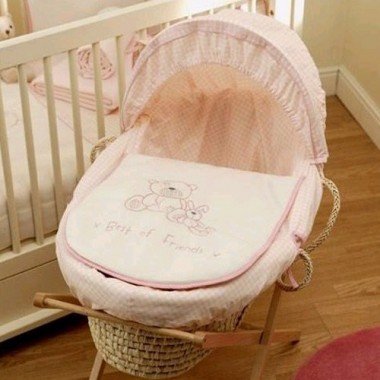 Lollipop Lane Best of Friends Moses Basket-Pink CLEARANCE