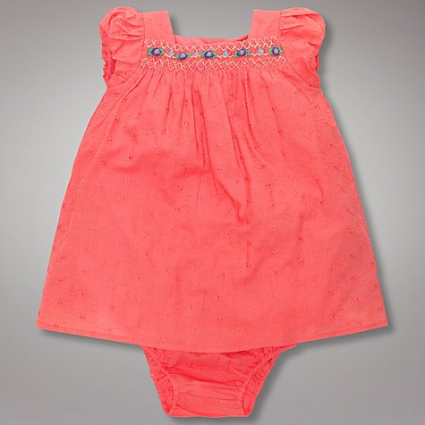 John Lewis Baby Vintage Embroidered Flowers Dress, Pink